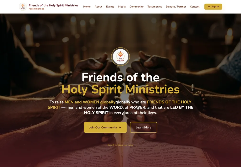 Friends of the Holy Ghost website preview